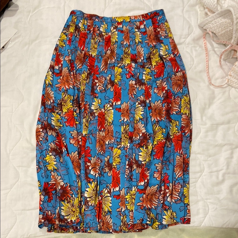 Floral Blue Midi Skirt